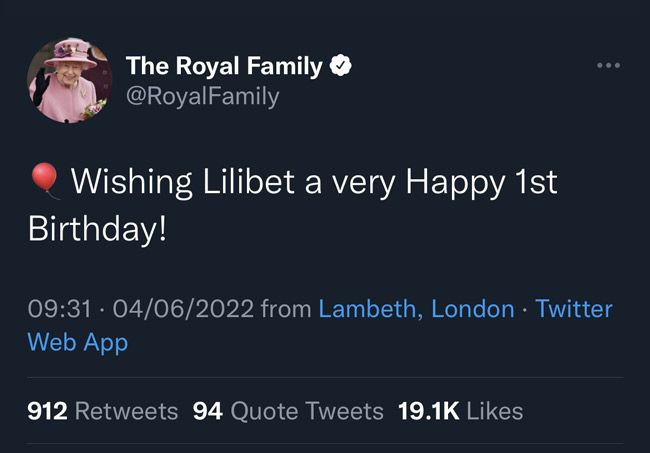 the queen birthday message to lilibet