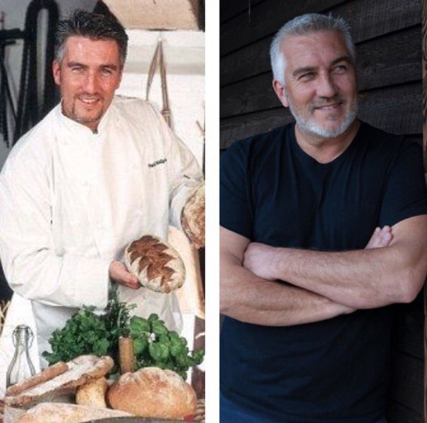 young picture of paul hollywood next to more recent photo 