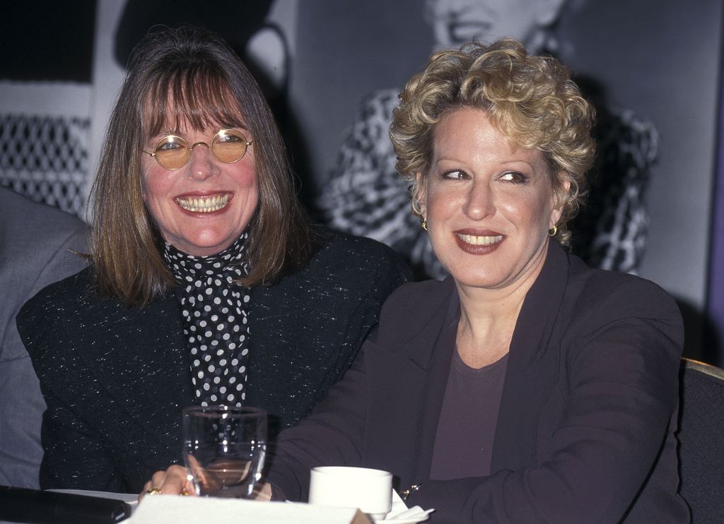 Actress Diane Keaton and singer Bette Midler attend the 21st Annual Women in Film Crystal Awards on June 13, 1997 at Century Plaza Hotel in Los Angeles, California.