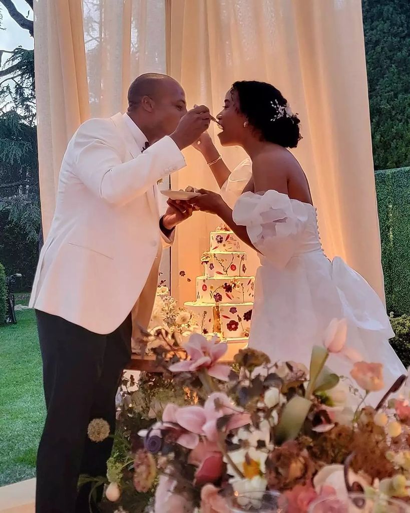 instagram photo of gayle king son will eating wedding cake with wife elise