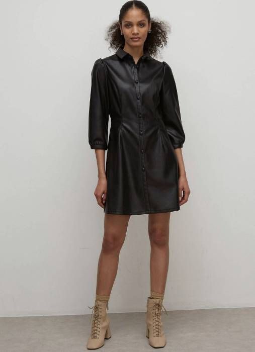 asos leather black dress