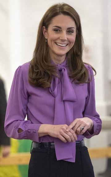 Kate Middleton wears bold green pussybow blouse in new 'Shaping Us