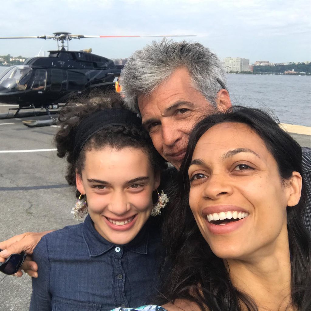 Rosario Dawson with her daughter Isabella and father, Greg