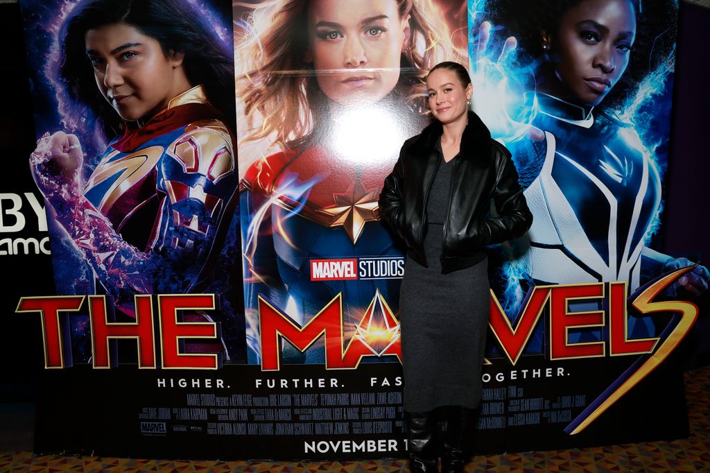 Brie Larson attends THE MARVELS Movie Theater Pop-In on November 10, 2023 in New York City