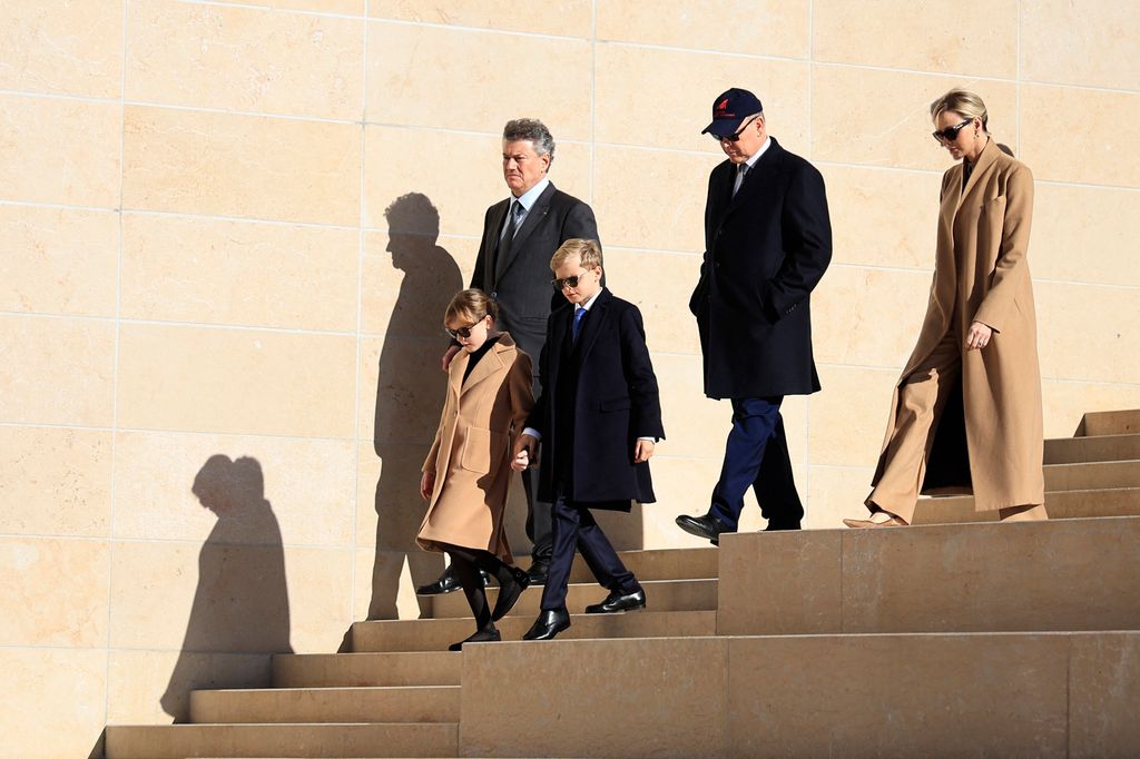 Princess Charlene and Princess Gabriella twinned in camel-coloured coats