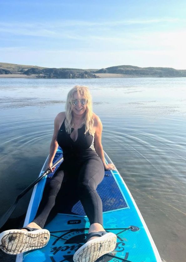 Carol Vorderman on a paddleboard