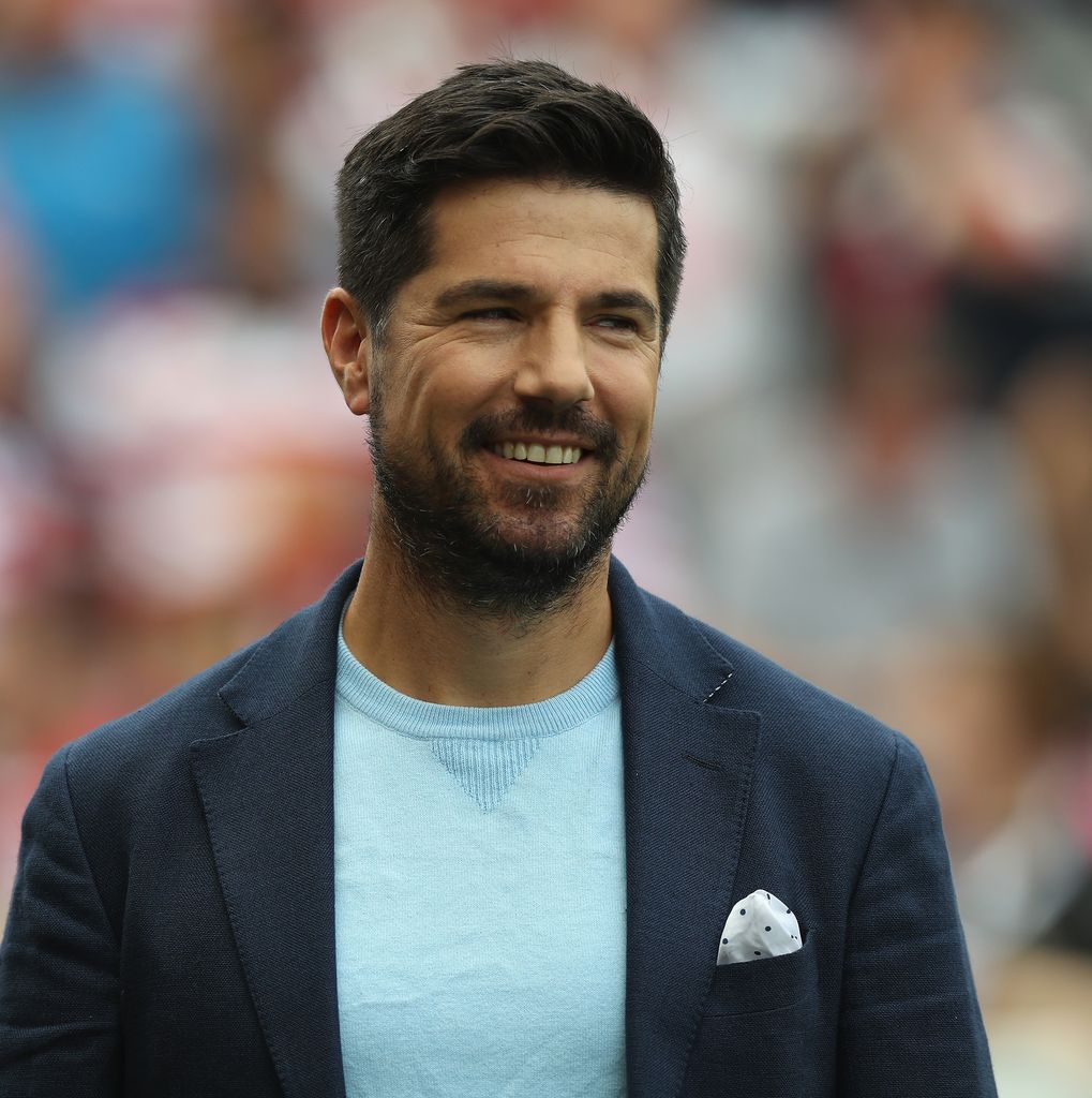 Craig Doyle, the BT Sport rugby presenter looks on during the Gallagher Premiership Rugby match between Gloucester Rugby and Northampton Saints at Kingsholm Stadium on September 1, 2018