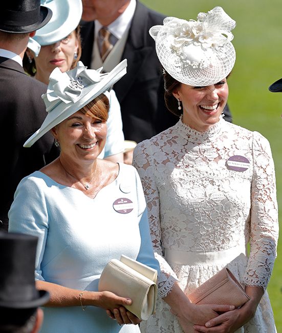 carole middleton and daughter princess kate wearing matching fascinators at ascot