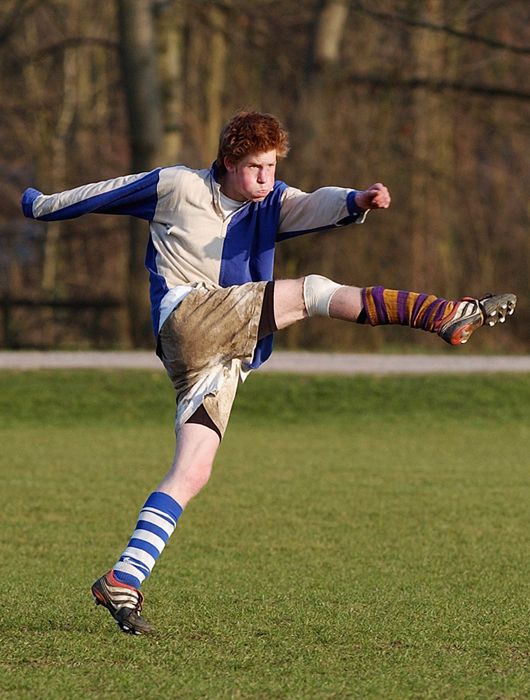 Prince Harry playing football at Eton