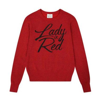 lady in red jumper