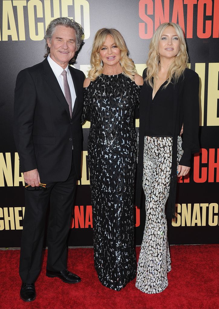 Goldie Hawn and Kurt Russell on the red carpet with Kate Hudson