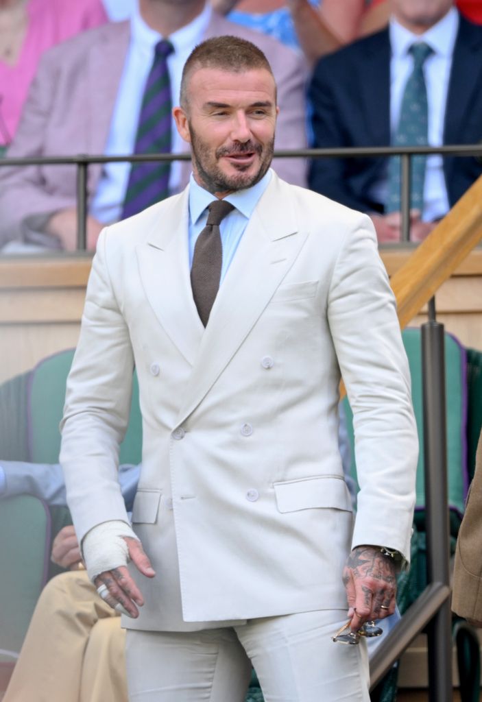 Sir David Beckham attends day one of the Wimbledon Tennis Championships at the All England Lawn Tennis and Croquet Club on June 30, 2025 in London, England