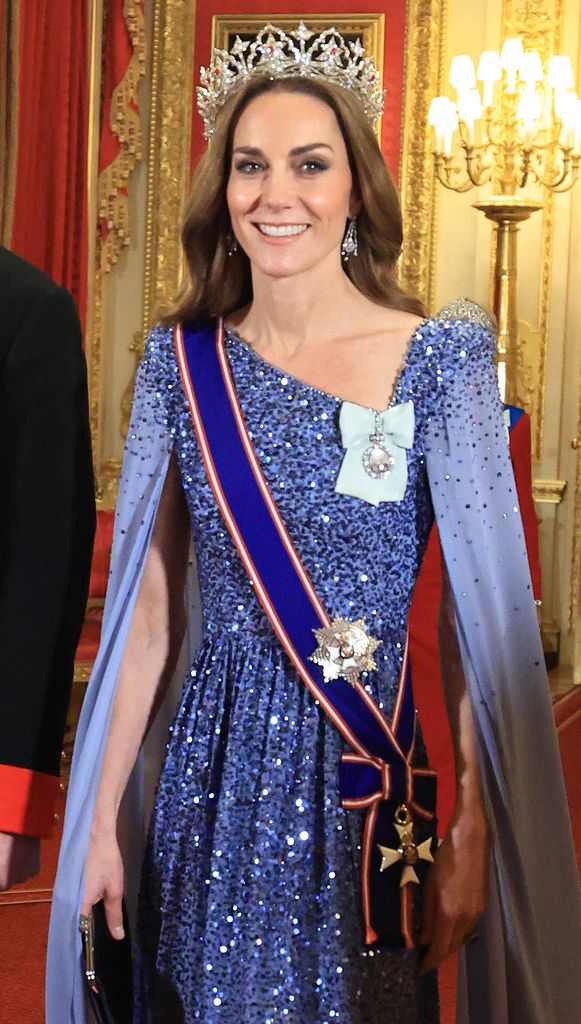 Princess of Wales wearing sequin gown and tiara