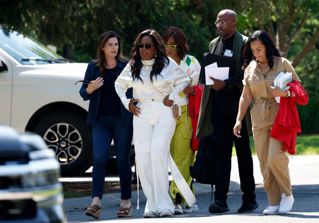 oprah winfrey white outfit sun valley conference 