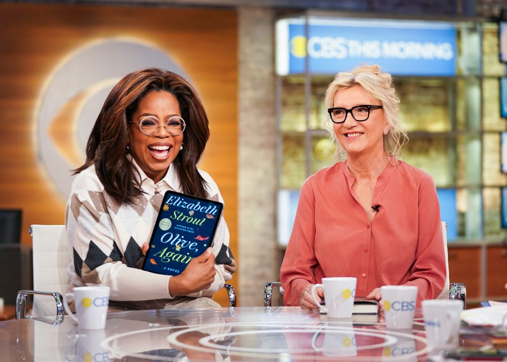 NEW YORK - NOVEMBER 07:  CBS This Morning Co-Anchors Gayle King, Anthony Mason, and Tony Dokoupil interview Oprah on her new Book Club Selection, Olive, Again with author Elizabeth Strout. (Photo by Michele Crowe/CBS via Getty Images)  Â©2019 CBS Broadcasting, Inc. All Rights Reserved