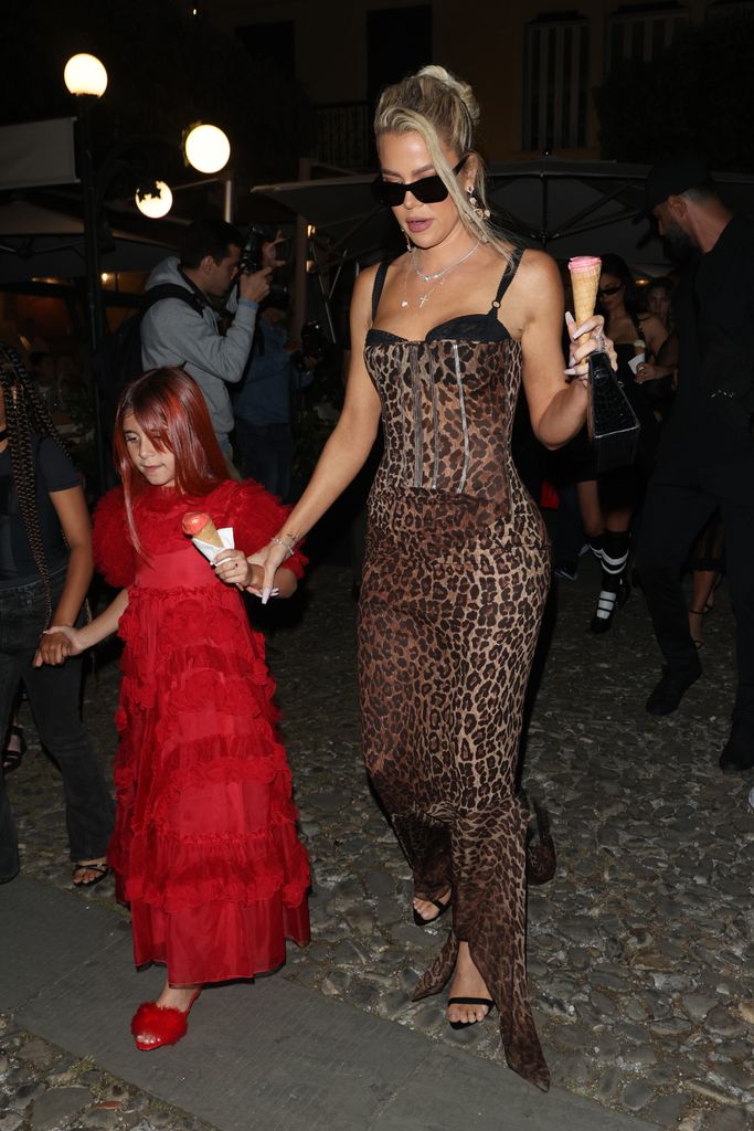 Penelope Disick and Khloe Kardashian are seen out in Portofino on May 20, 2022 in Portofino, Italy.