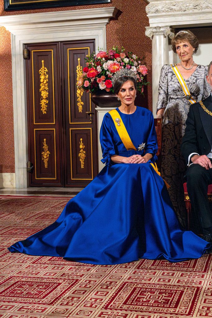 Queen Letizia stunned in a design by Spanish firm The 2nd Skin Co.