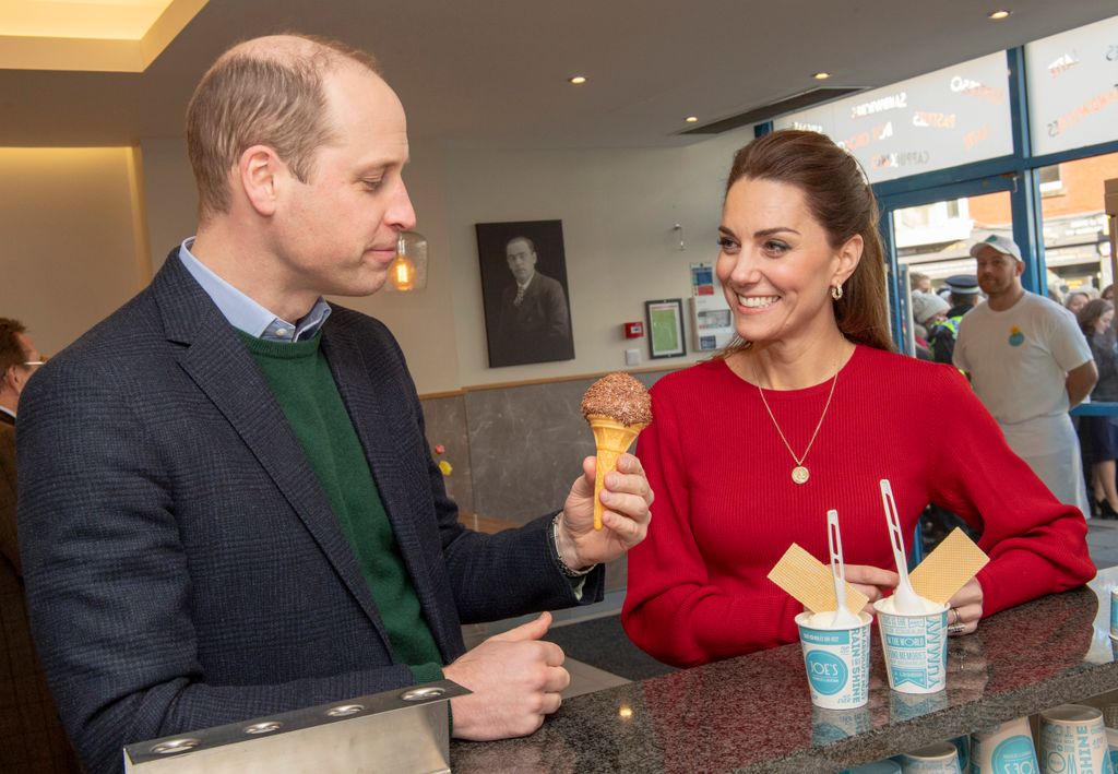 Prince William and the Duchess of Cambridge eat ice cream