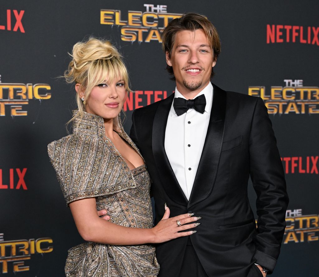 Millie Bobby Brown, Jake Bongiovi at Netflix's "The Electric State" World Premiere held at The Egyptian Theatre on February 24, 2025 in Los Angeles, California