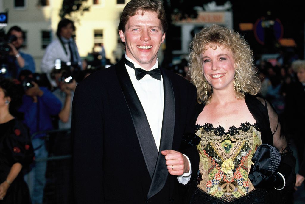 American actor Thomas F. Wilson and his wife Caroline Wilson in 1990 ca. in London, England