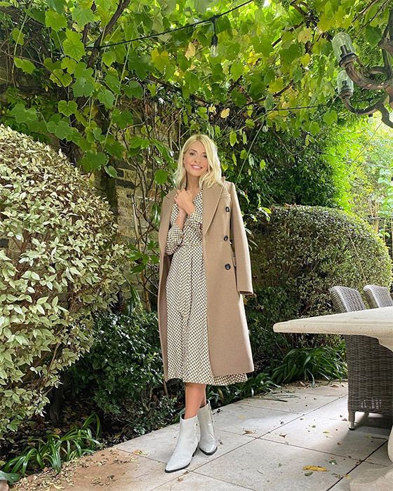 holly willoughby posing in garden at london home