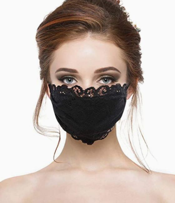 black lace gothic face covering halloween