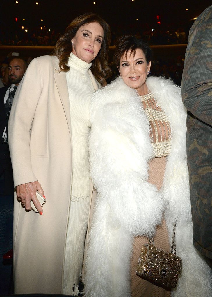 Caitlyn Jenner and Kris Jenner in white outfits with coats