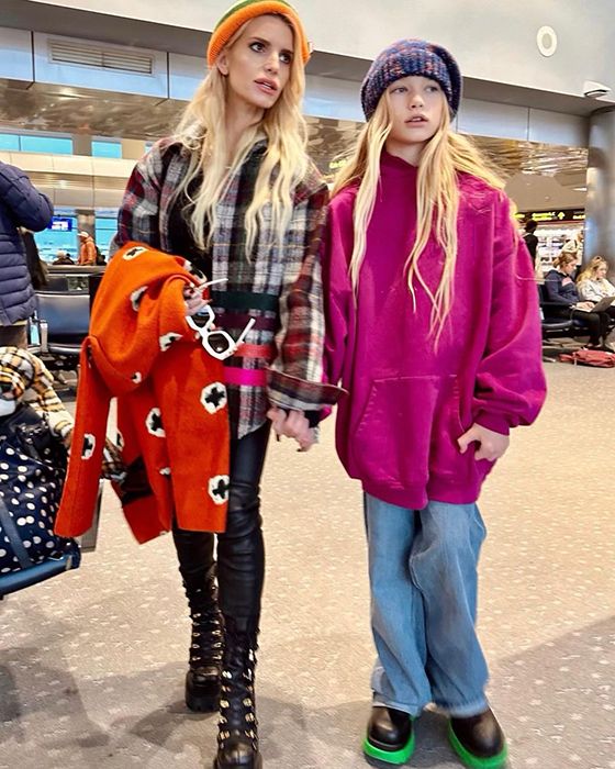 Jessica Simpson pictures with her daughter during a holiday to Aspen