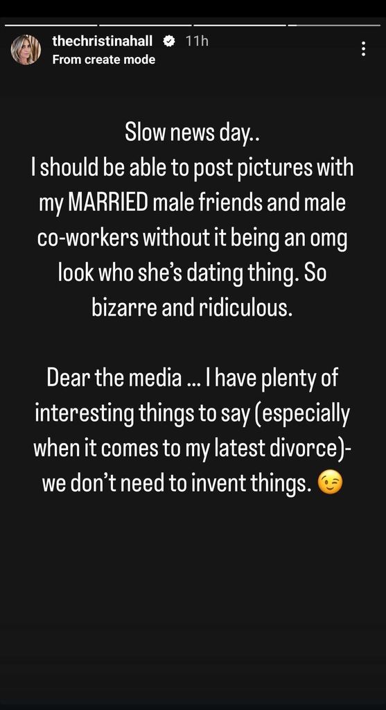 Christina spoke out on her Instagram Story