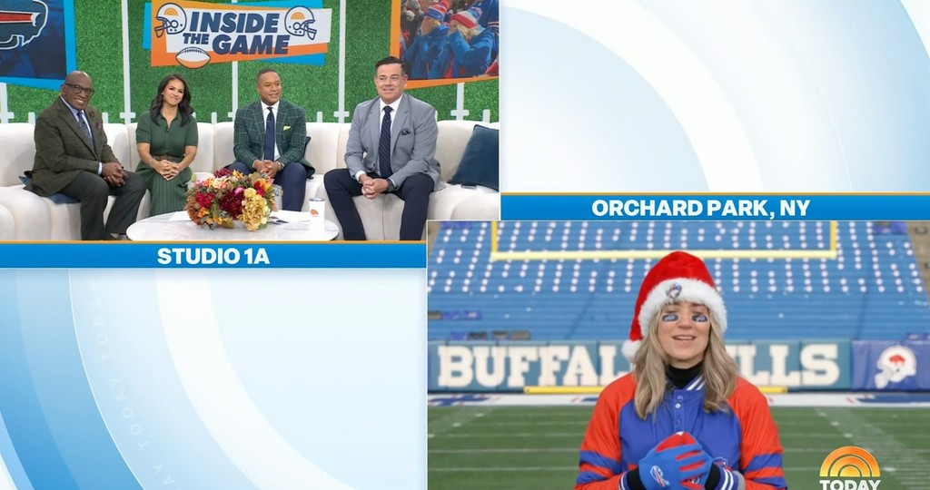 Split screen of Carson Daly, Al Roker, Sheinelle Jones and Quinn Daly