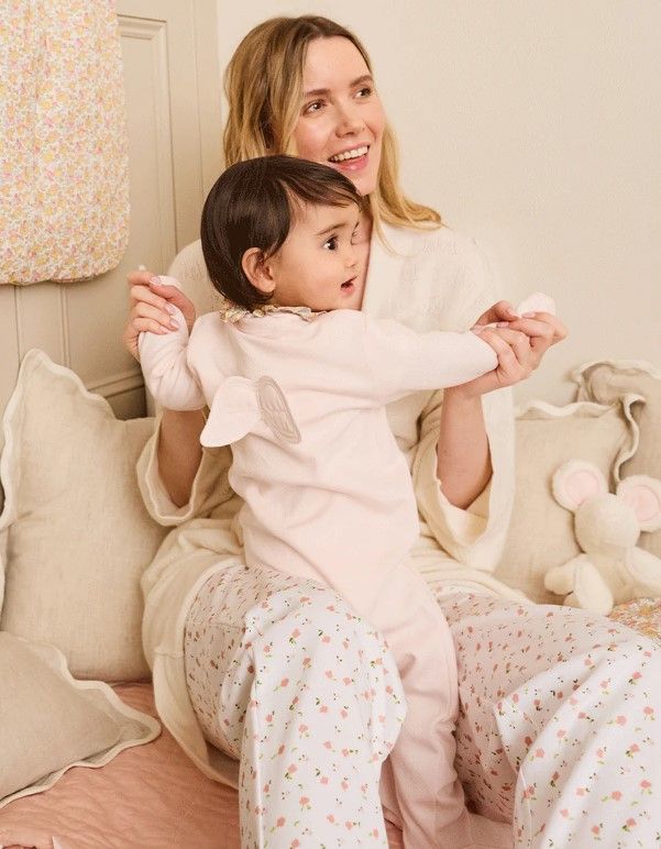 Angel Wing Pointelle Sleepsuit by Marie-Chantal