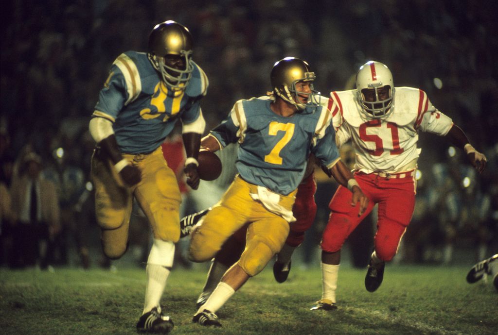 College Football: UCLA QB Mark Harmon (7) in action vs Nebraska at Rose Bowl Stadium. 
Pasadena, CA 9/9/1972
George Long