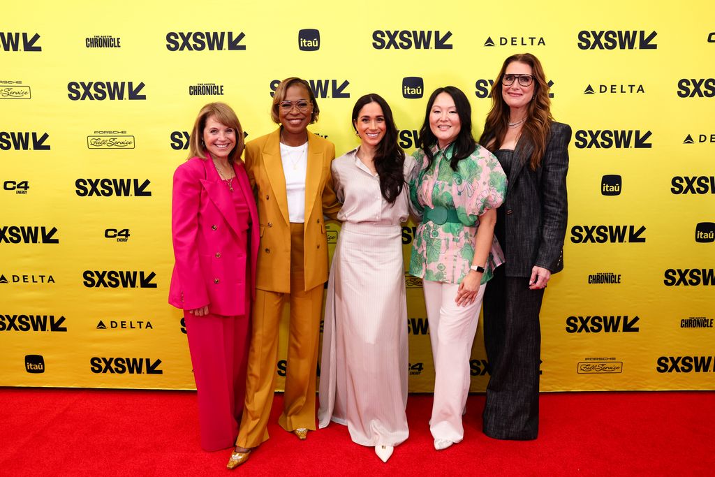 Meghan on red carpet with Katie Couric, Errin Haines, Nancy Wang Yuen and Brooke Shields