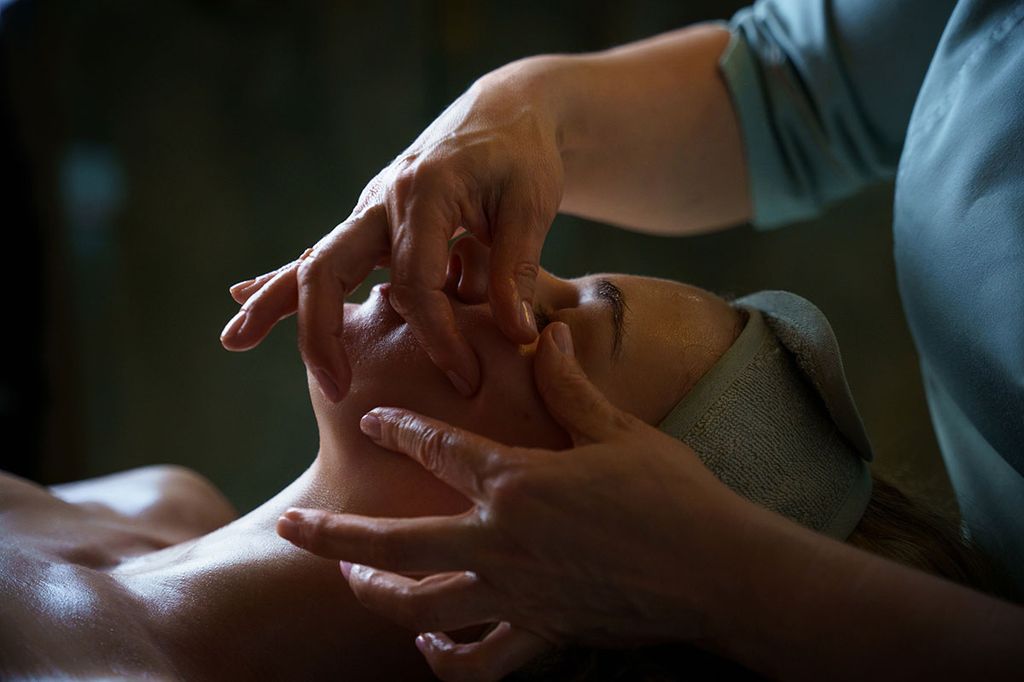Woman being massaged