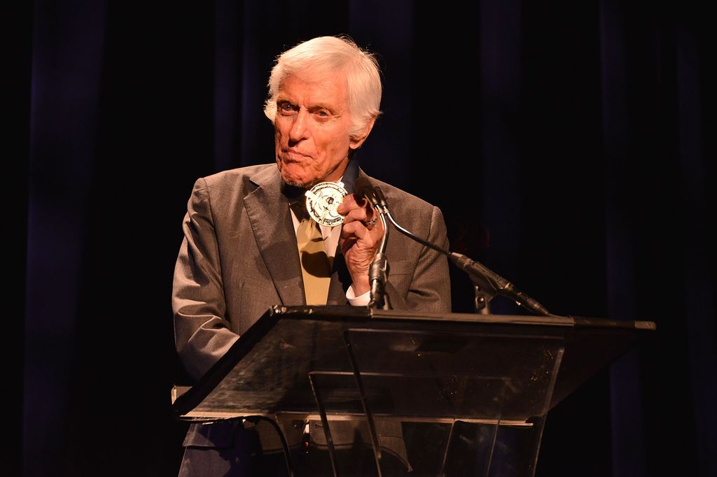 Dick speaks at the Midnight Mission's 100 year anniversary Golden Heart Gala in 2014