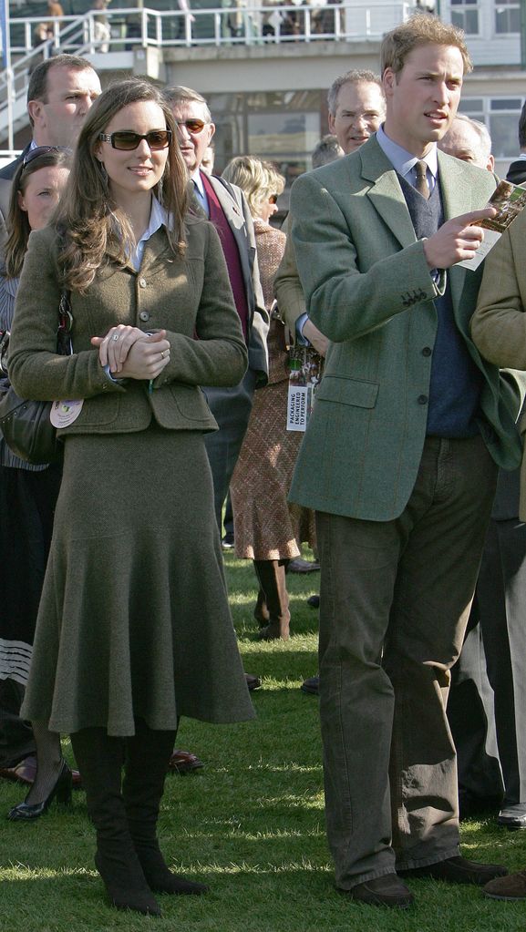 William and Kate in matching tweed outfits at Cheltenham in 2007
