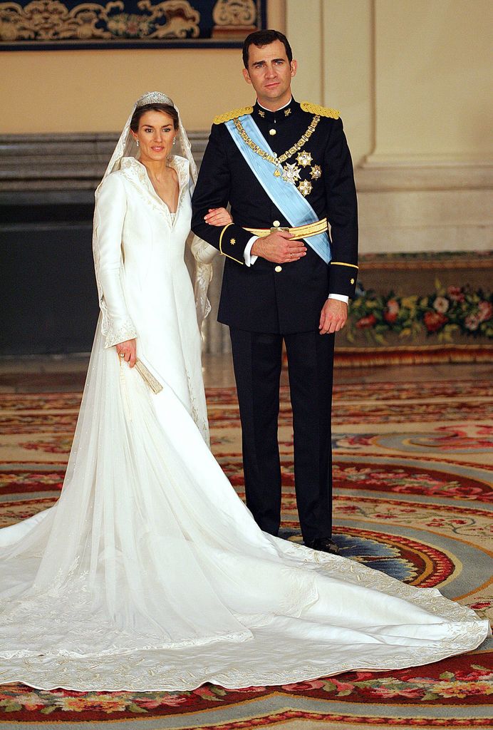 Letizia wore a tiara worn by Queen Sofia on her wedding day