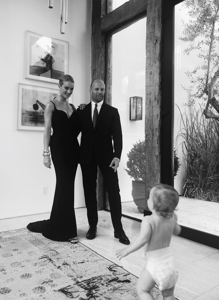 Photo shared by Rosie Huntington-Whiteley on Instagram in 2018 featuring her husband Jason Statham and their son Jack Oscar