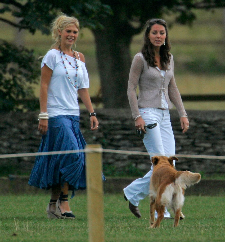Princess Kate and Chelsy Davy walking a dog