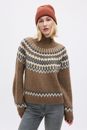 Fair Isle Knit Mock Neck Jumper - GAP