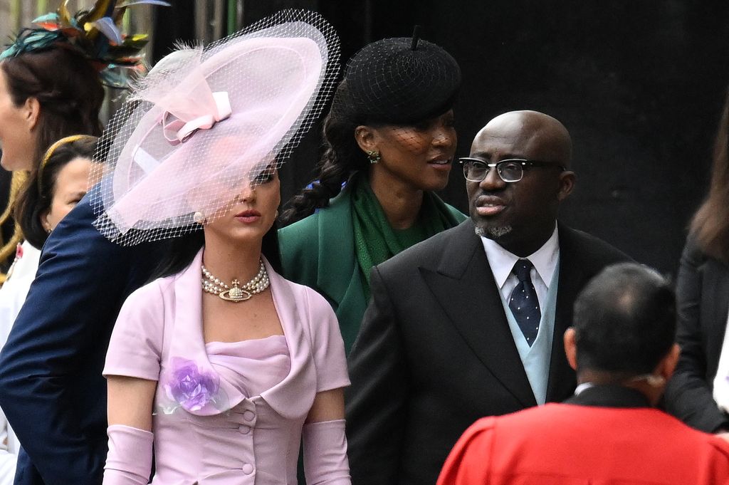 Edward Enninful arriving at the coronation with Katy Perry