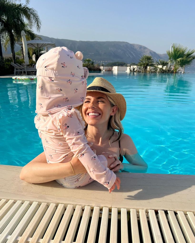 Mollie king and Annabella in pool