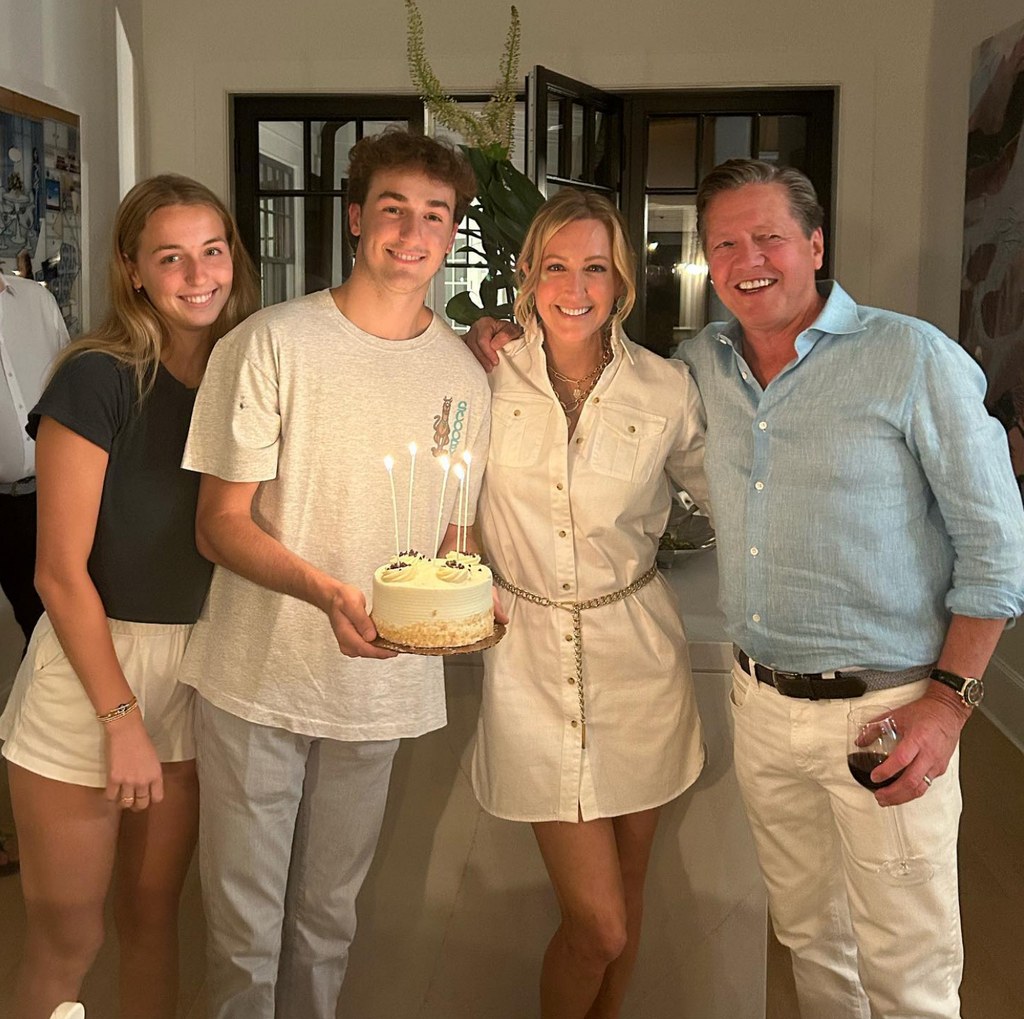 Photo shared by Lara Spencer on Instagram June 19 on the occasion of her birthday next to her husband Richard and her kids Duff and Katharine