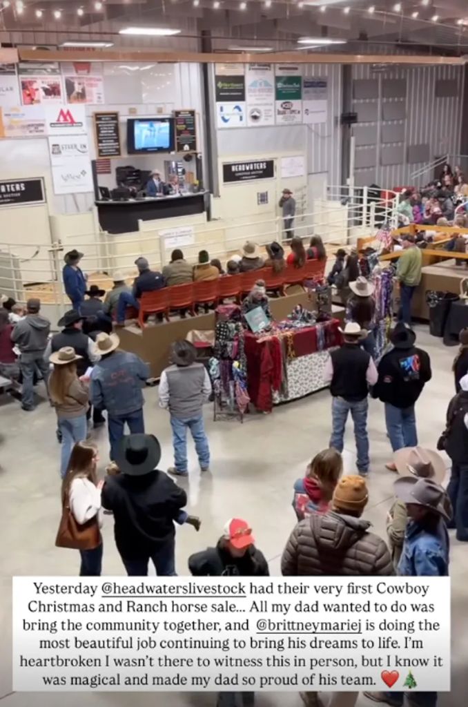 Brandon Blackstock's daughter Savannah Blackstock shares a reaction to Headwaters Livestock Auction's holiday event, organized by Brittney Marie Jones, on her Instagram Stories