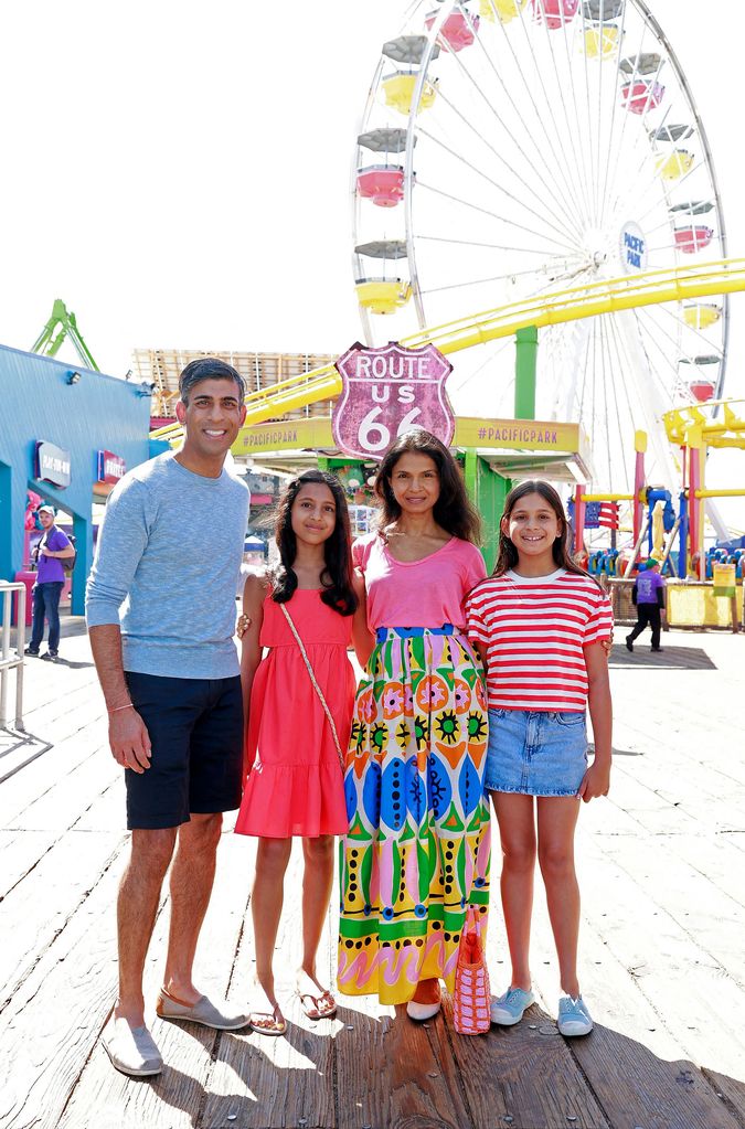 Mr Sunak with his wife Akshata Murty and their children Krishna and Anoushka on holiday