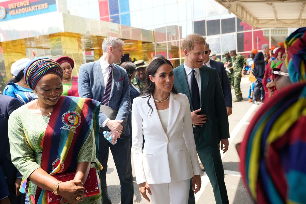 Harry and Meghan visit army wives at the Defence headquarters in Abuja, Nigeria