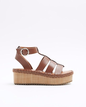 Brown Gladiator Flatform Sandals