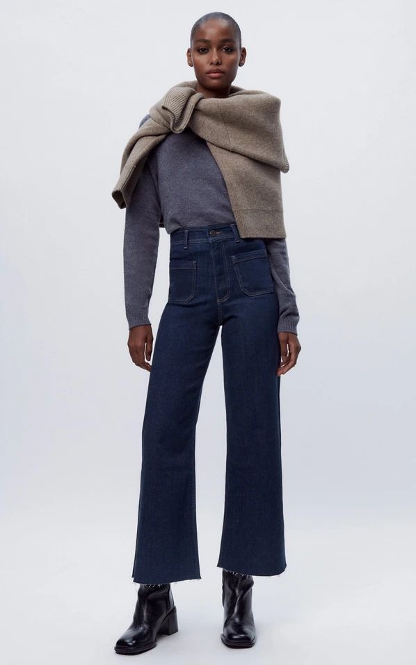 Zara Marine Straight Fit High-Waist Pocket Jeans