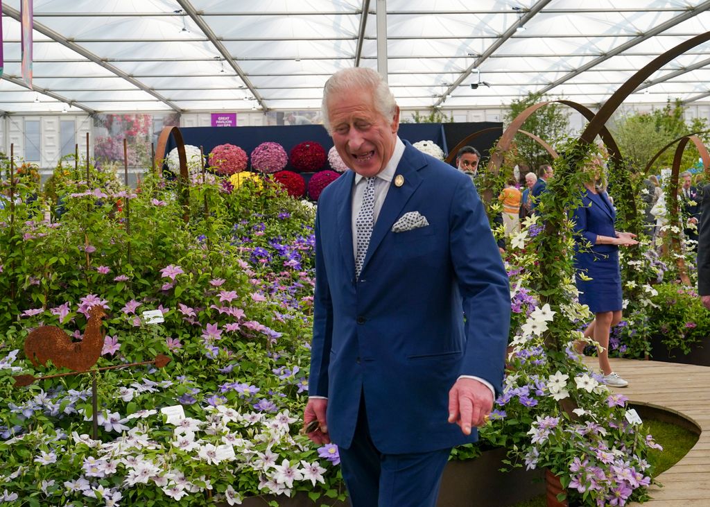 King Charles pictured laughing at the Chelsea Flower Show