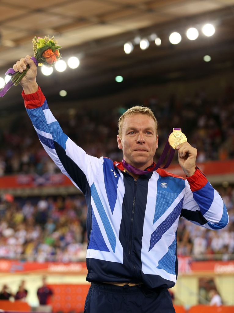 Sir Chris Hoy of Great Britain celebrating a win at the London 2012 Olympic Games